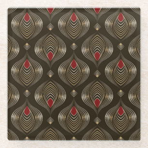 Antique Bronze: Seamless Ornamental Elegance Glass Coaster
