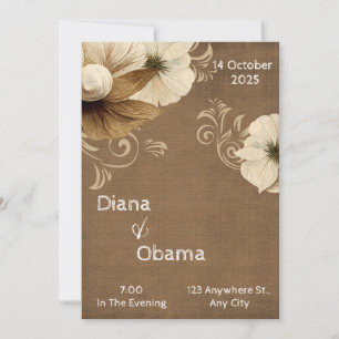 Antique brown and beige vase invitation