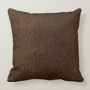 Antique Brown Leather Look Pillow
