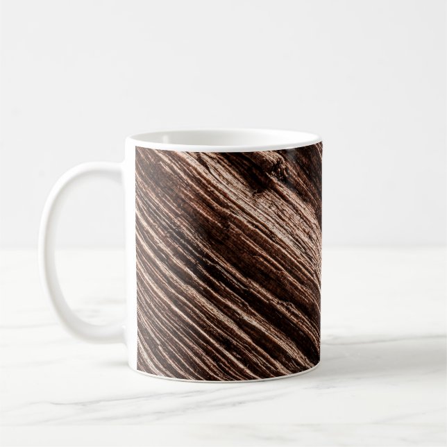Antique brown obsolete wooden background. age-old, coffee mug (Left)