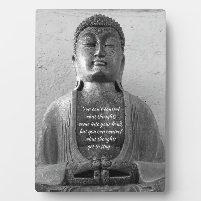 Antique Buddha statue, inspiration - 5x7 easel Plaque (Front)