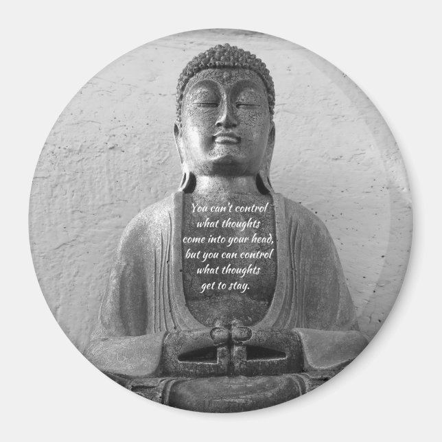 Antique Buddha statue, quote, meditation, magnet (Front)