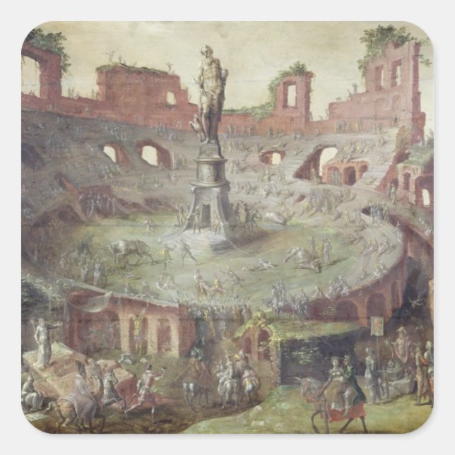 Antique Bullfighting, 1552 Square Sticker (Front)