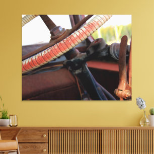 Antique Bus Steering Wheel Canvas Print