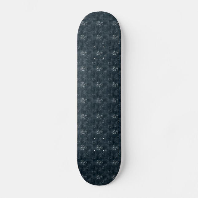 Antique Butterflies on Dark Blue Skateboard (Front)