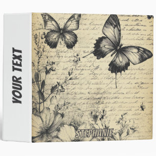 Antique Butterfly Entomology Botanical Sketch Binder