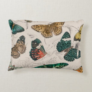 Antique Butterfly Illustration: 1820 Goldsmith Accent Pillow