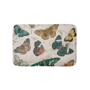Antique Butterfly Illustration: 1820 Goldsmith Bath Mat