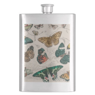 Antique Butterfly Illustration: 1820 Goldsmith Hip Flask