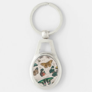 Antique Butterfly Illustration: 1820 Goldsmith Keychain