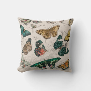 Antique Butterfly Illustration: 1820 Goldsmith Throw Pillow