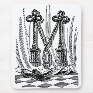 Antique Calligraphy Masonic Symbols Letter M Mouse Pad