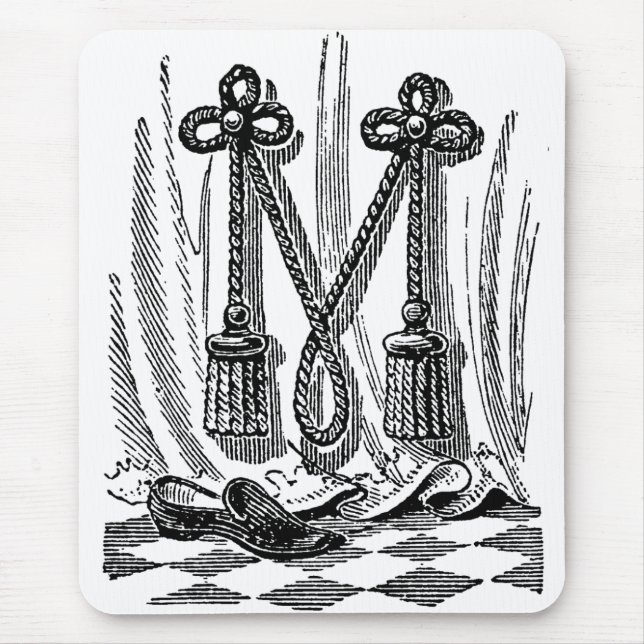 Antique Calligraphy Masonic Symbols Letter M Mouse Pad (Front)