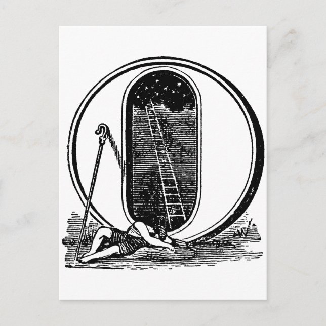 Antique Calligraphy Masonic Symbols Letter O Postcard (Front)