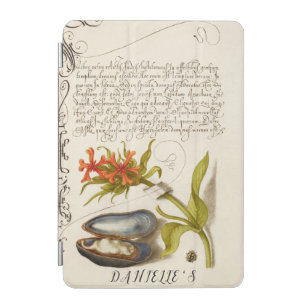Antique calligraphy text botanical illustration iPad mini cover