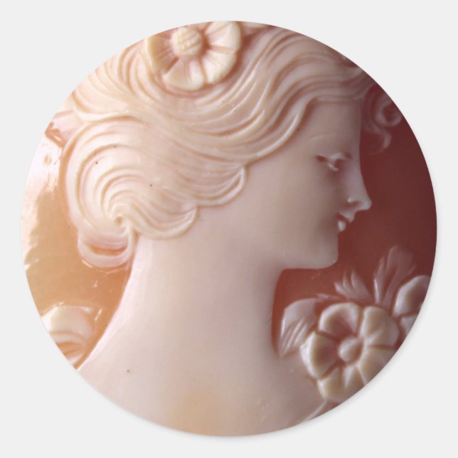 Antique Cameo Classic Round Sticker (Front)