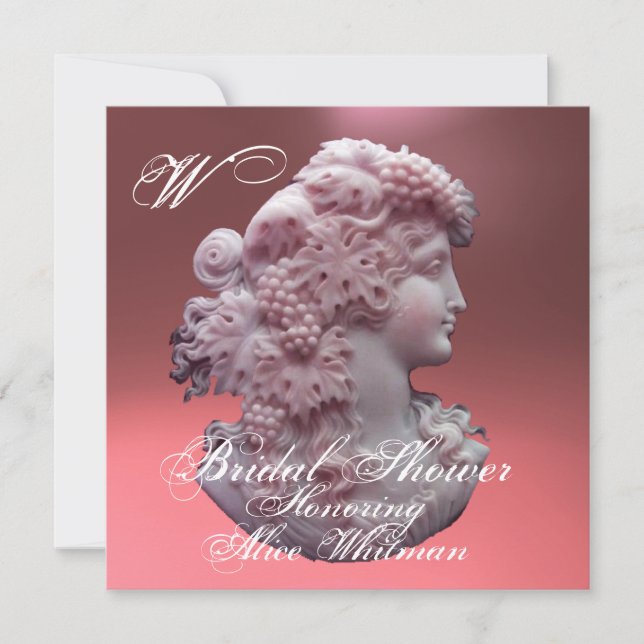 ANTIQUE CAMEO,LADY AND GRAPES BRIDAL SHOWER INVITATION (Front)