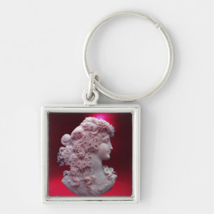 ANTIQUE CAMEO, LADY WITH GRAPES AND GRAPEVINES KEYCHAIN