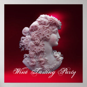 ANTIQUE CAMEO,LADY WITH GRAPES AND GRAPEVINES POSTER