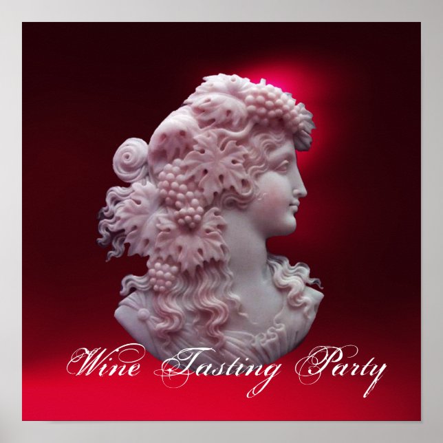 ANTIQUE CAMEO,LADY WITH GRAPES AND GRAPEVINES POSTER (Front)