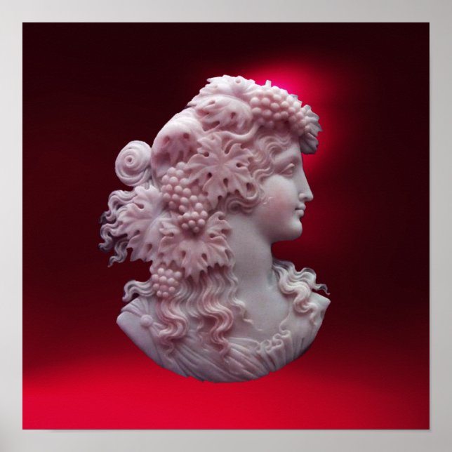 ANTIQUE CAMEO,LADY WITH GRAPES AND GRAPEVINES POSTER (Front)