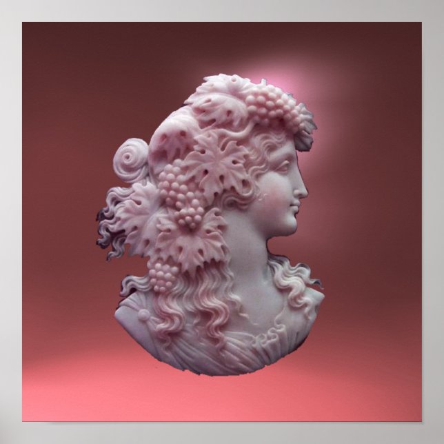 ANTIQUE CAMEO,LADY WITH GRAPES AND GRAPEVINES POSTER (Front)