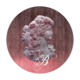 ANTIQUE CAMEO,LADY WITH GRAPES MONOGRAM CUTTING BOARD