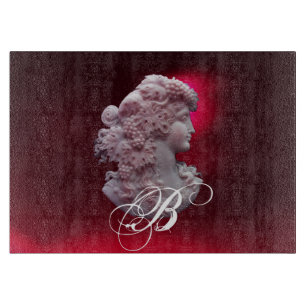 ANTIQUE CAMEO,LADY WITH GRAPES MONOGRAM CUTTING BOARD