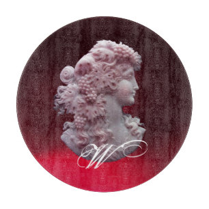 ANTIQUE CAMEO,LADY WITH GRAPES MONOGRAM CUTTING BOARD