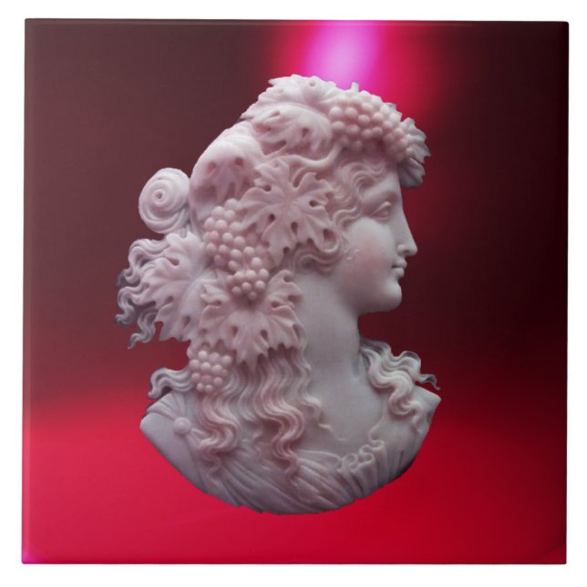 ANTIQUE CAMEO,LADY WITH GRAPES TILE (Front)