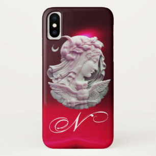 ANTIQUE CAMEO,MOON LADY OF NIGHT WITH OWL MONOGRAM Case-Mate iPhone CASE