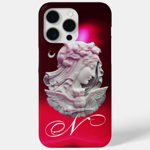 ANTIQUE CAMEO,MOON LADY OF NIGHT WITH OWL MONOGRAM iPhone 15 PRO MAX CASE