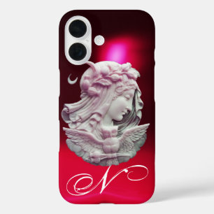 ANTIQUE CAMEO,MOON LADY OF NIGHT WITH OWL MONOGRAM iPhone 16 CASE