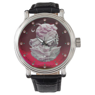 ANTIQUE CAMEO,MOON LADY OF NIGHT WITH OWL WATCH