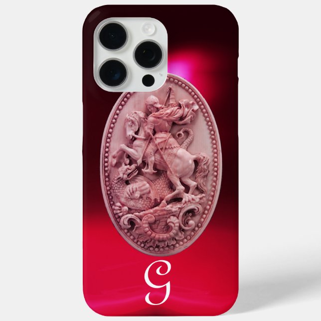 ANTIQUE CAMEO / SAINT GEORGE AND DRAGON MONOGRAM Case-Mate iPhone CASE (Back)