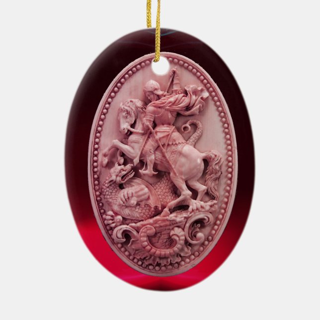 ANTIQUE CAMEO / SAINT GEORGE WITH DRAGON CERAMIC ORNAMENT (Back)