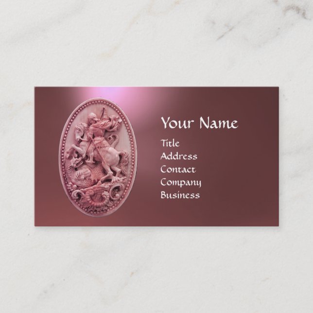 ANTIQUE CAMEO / SAINT GEORGE WITH DRAGON MONOGRAM BUSINESS CARD (Front)