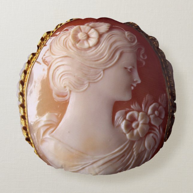 Antique Cameo, vintage cameo jewellery  Round Pillow (Front)