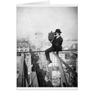 antique camera on a city highrise vintage photo