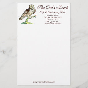 Antique Canadian Owl Print Customizable Stationery
