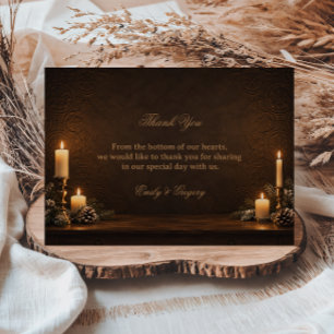 Antique Candlelit Winter Rustic Opulence Thank You Card
