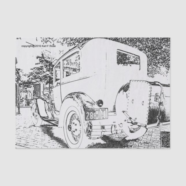 Antique car as a sketch tissue paper (Front)