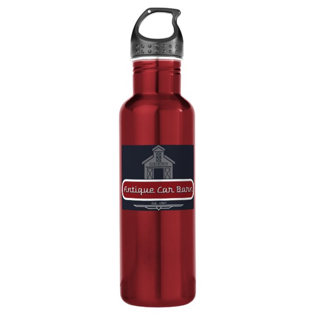 Antique Car Barn Water Bottle (Front)