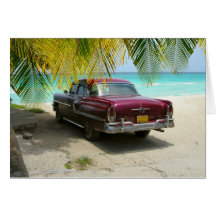 Antique car in Cuba beach