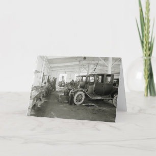 Antique Car Repair Garage, early 1900s Card