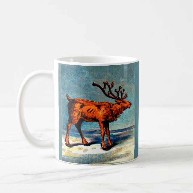antique caribou print coffee mug (Left)