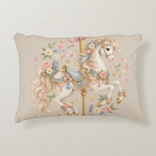 Antique Carousel Horse Cottagecore Gift Accent Pillow