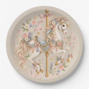 Antique Carousel Horse Cottagecore Gift Paper Plate