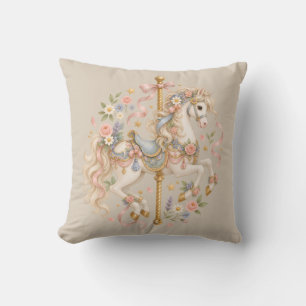 Antique Carousel Horse Cottagecore Gift Throw Pillow