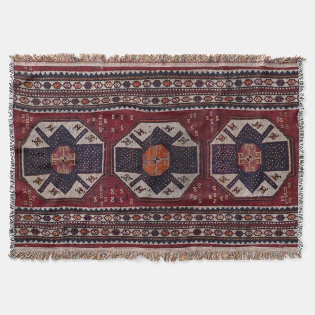 Antique Carpet Throw Blanket (Front)